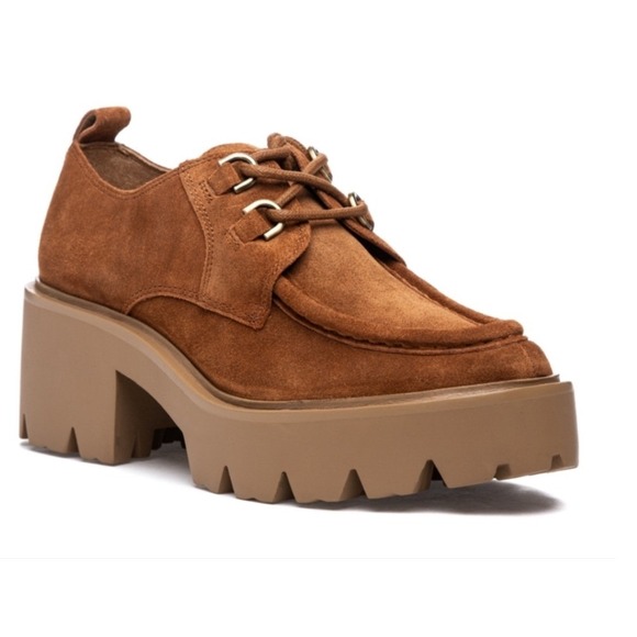 Sam Edelman Shoes - Sam Edelman Monna Lace Up Loafer Women 5.5 Brown Suede Platform Lug Sole